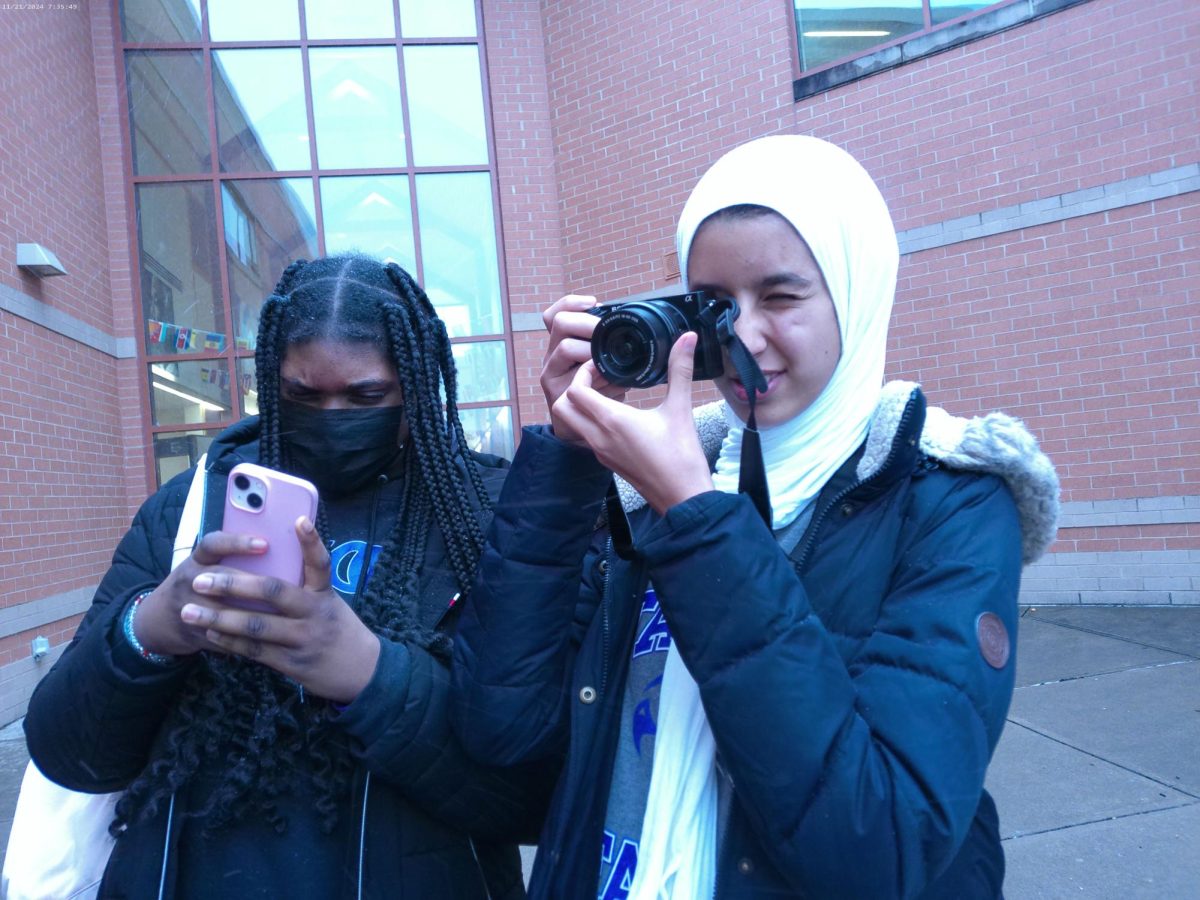 Members of Journalism Club practicing their photography